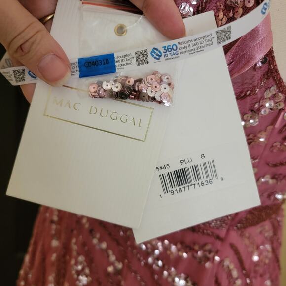 Mac Duggal 5445 Purple Pink Plum Embellished Cap Sleeve Evening Gown Dress 8 - Picture 3 of 12